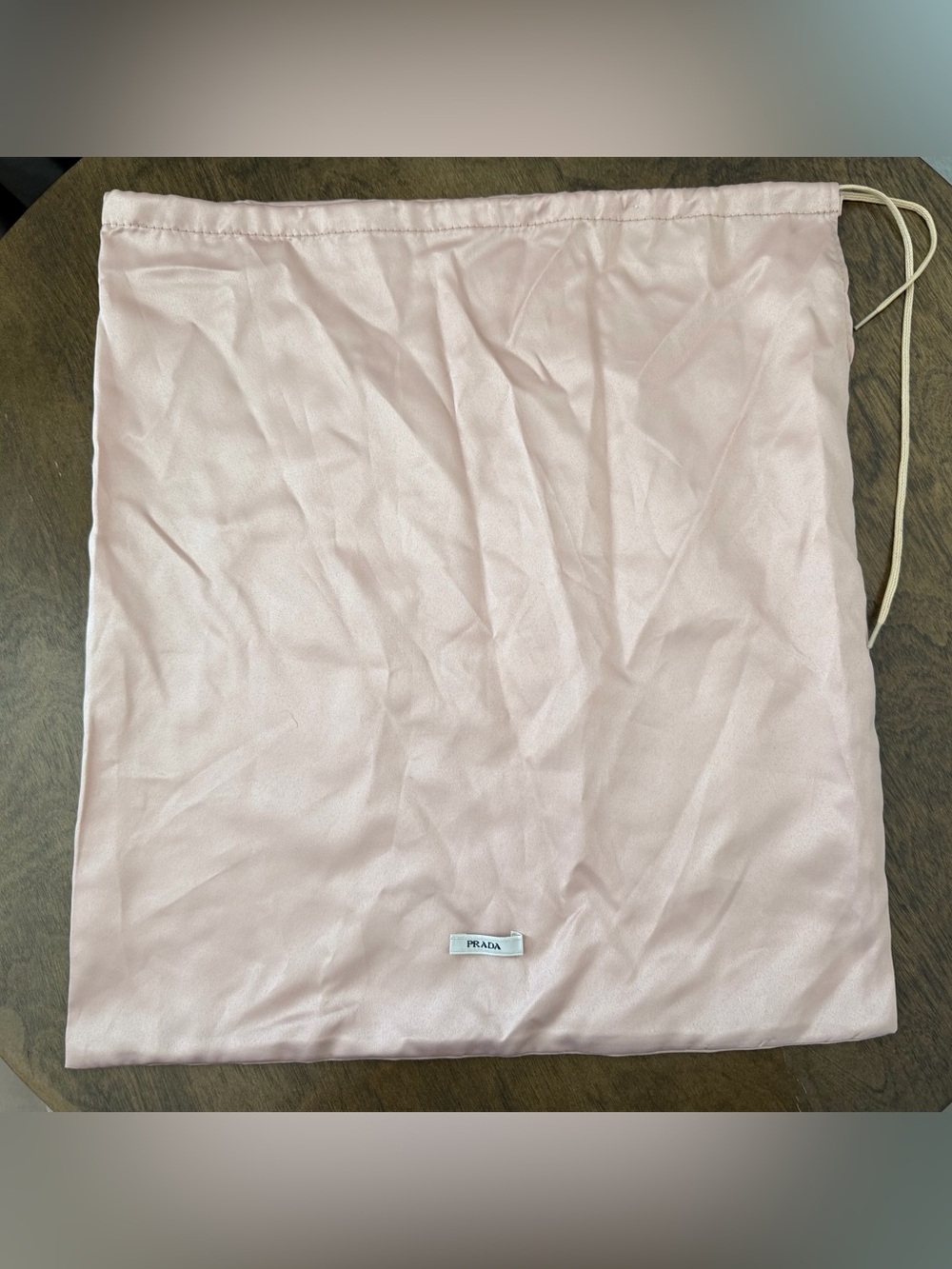 Prada XL Pale Pink Satin Drawstring Dust Bag Pouch Authentic